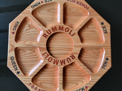 wooden board game rummoli board