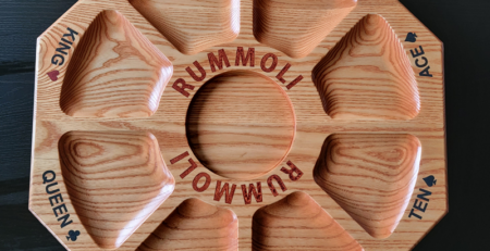 wooden board game rummoli board