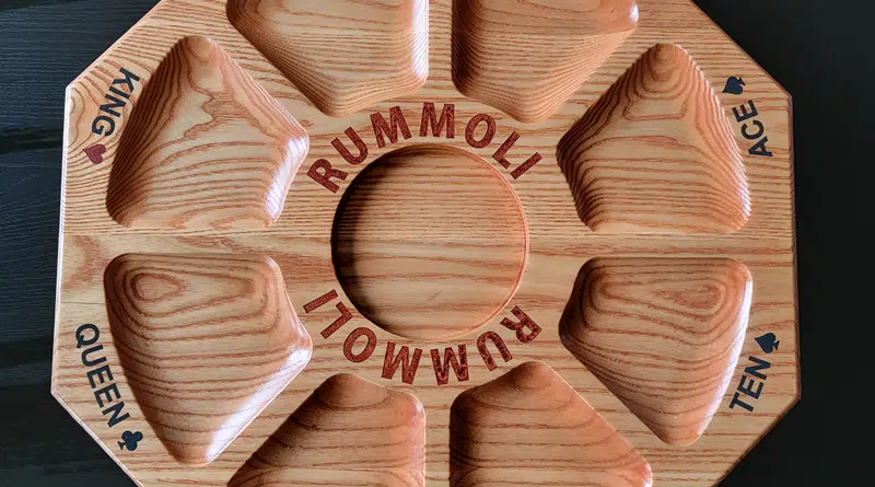 wooden board game rummoli board