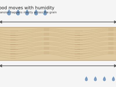 How wood expands and contracts across the grain due to humidity changes